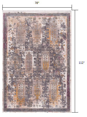 2’ x 10’ Gray Faded Tribal Motifs Runner Rug