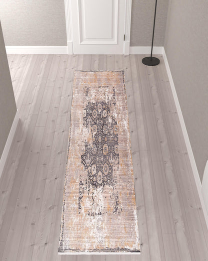 2’ x 10’ Gray Washed Out Persian Runner Rug