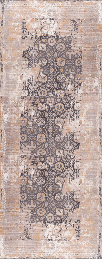 2’ x 10’ Gray Washed Out Persian Runner Rug