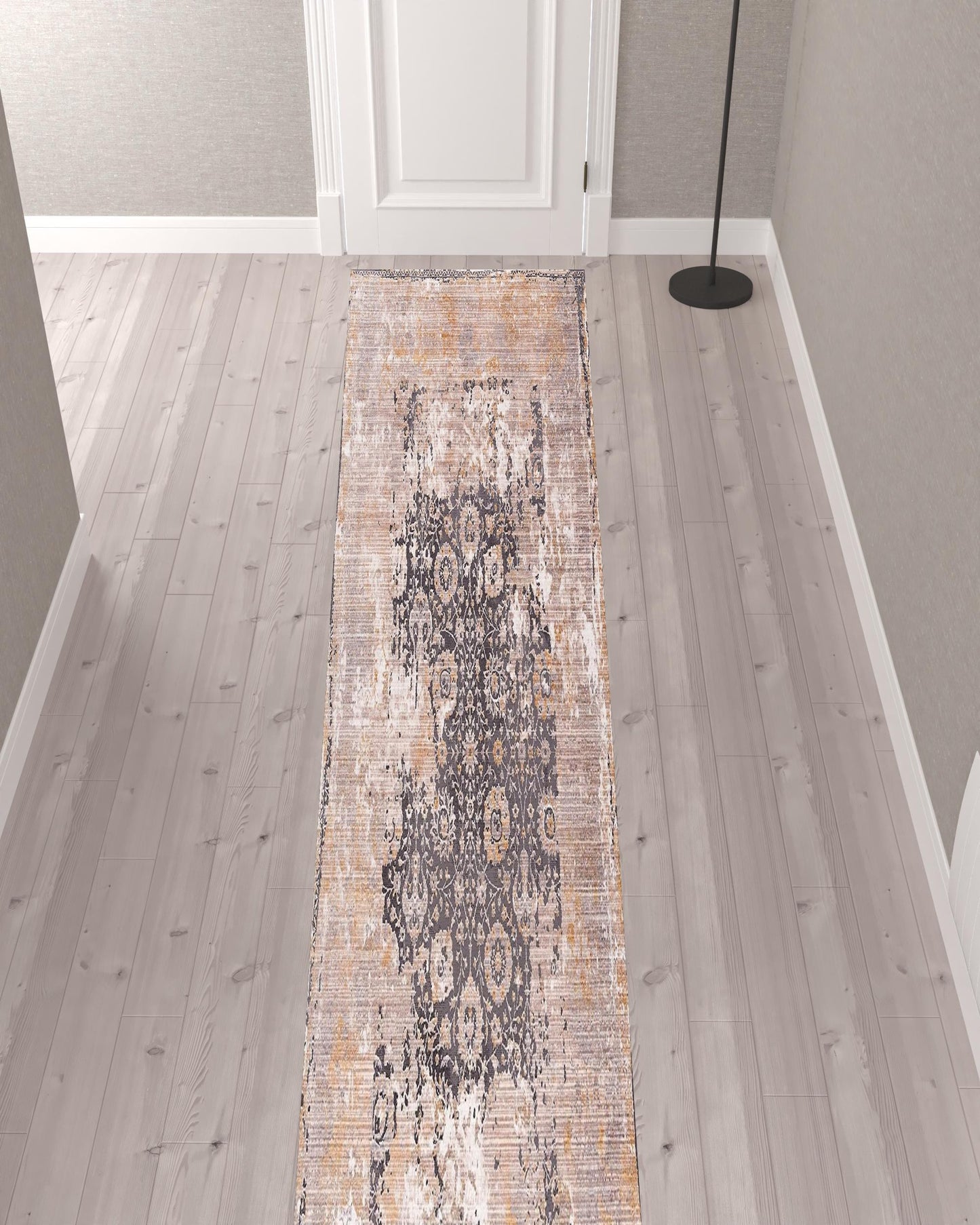 2’ x 10’ Gray Washed Out Persian Runner Rug