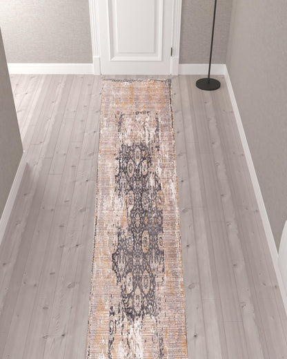 2’ x 10’ Gray Washed Out Persian Runner Rug