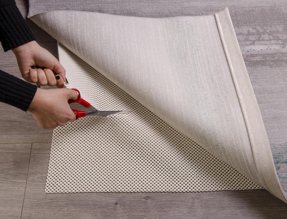 2' x 4' Ivory Striped Weave Non Slip Rug Pad