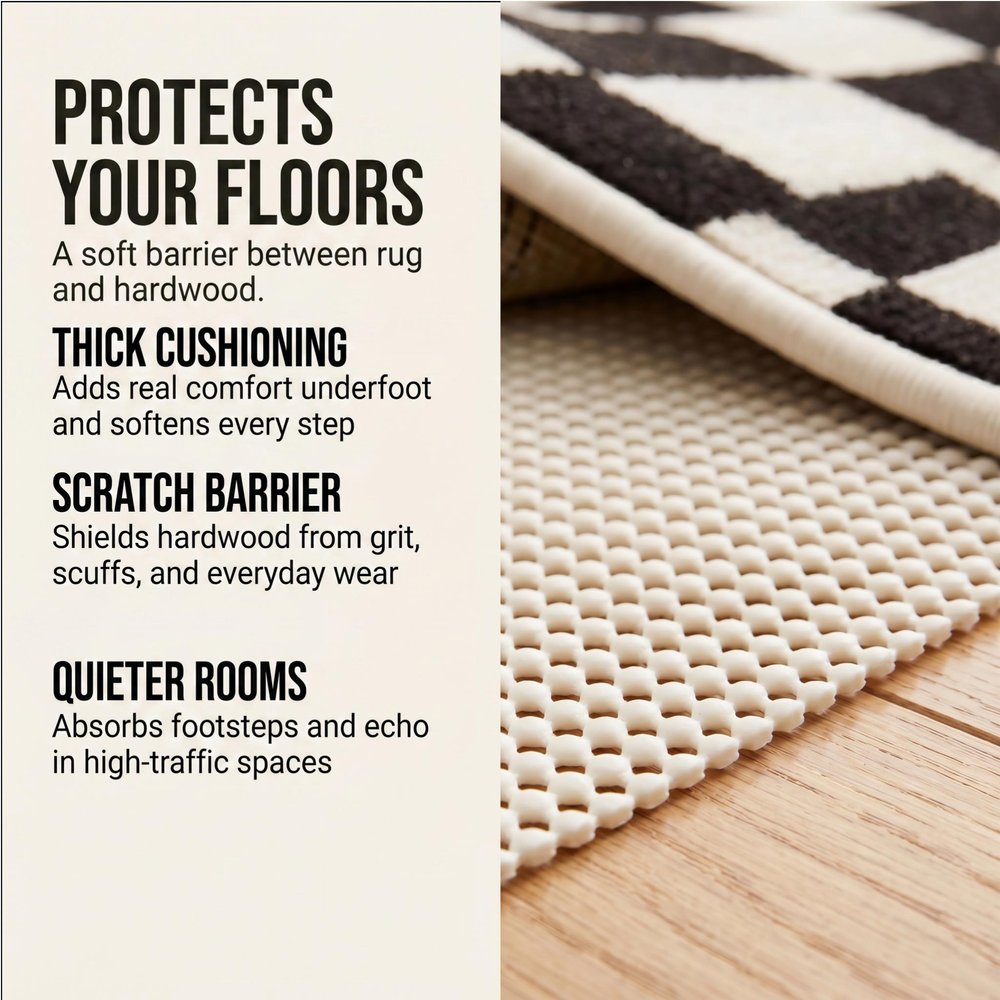 2' x 4' Ivory Striped Weave Non Slip Rug Pad HomeRoots