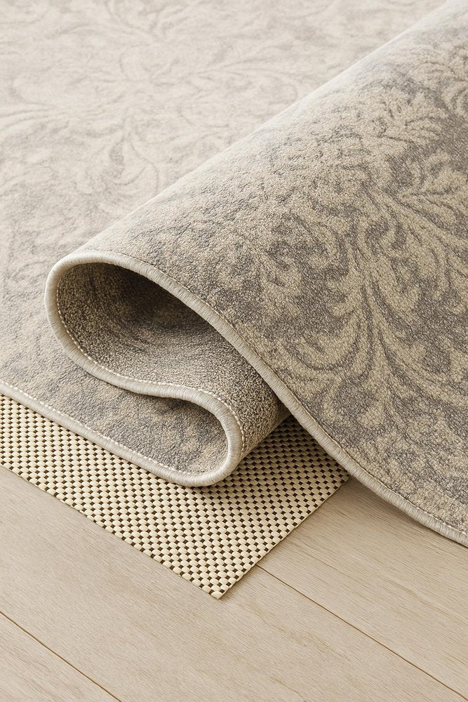 2' x 4' Ivory Striped Weave Non Slip Rug Pad