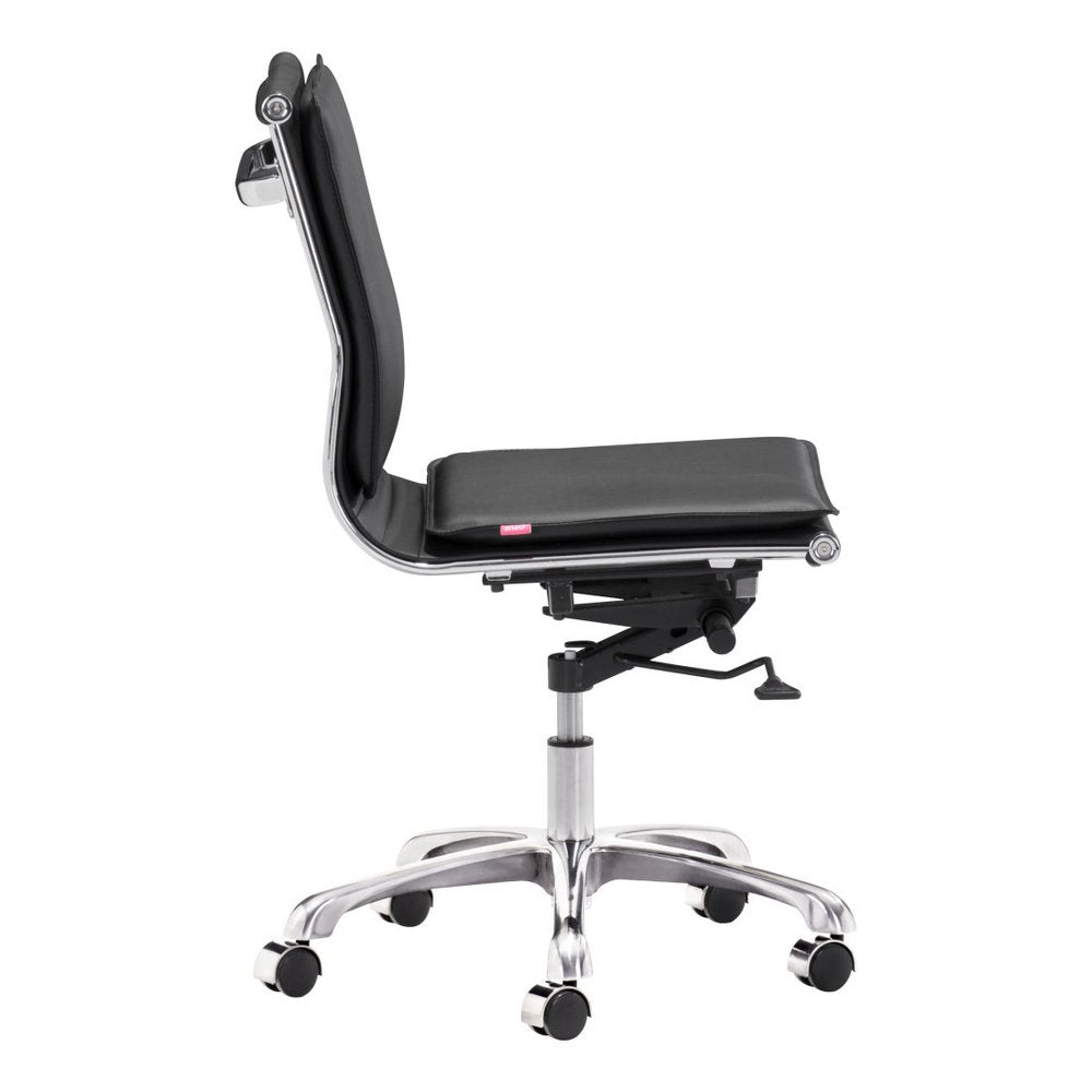 Black and Silver Adjustable Swivel Faux Leather Rolling Executive Office Chair — view 5
