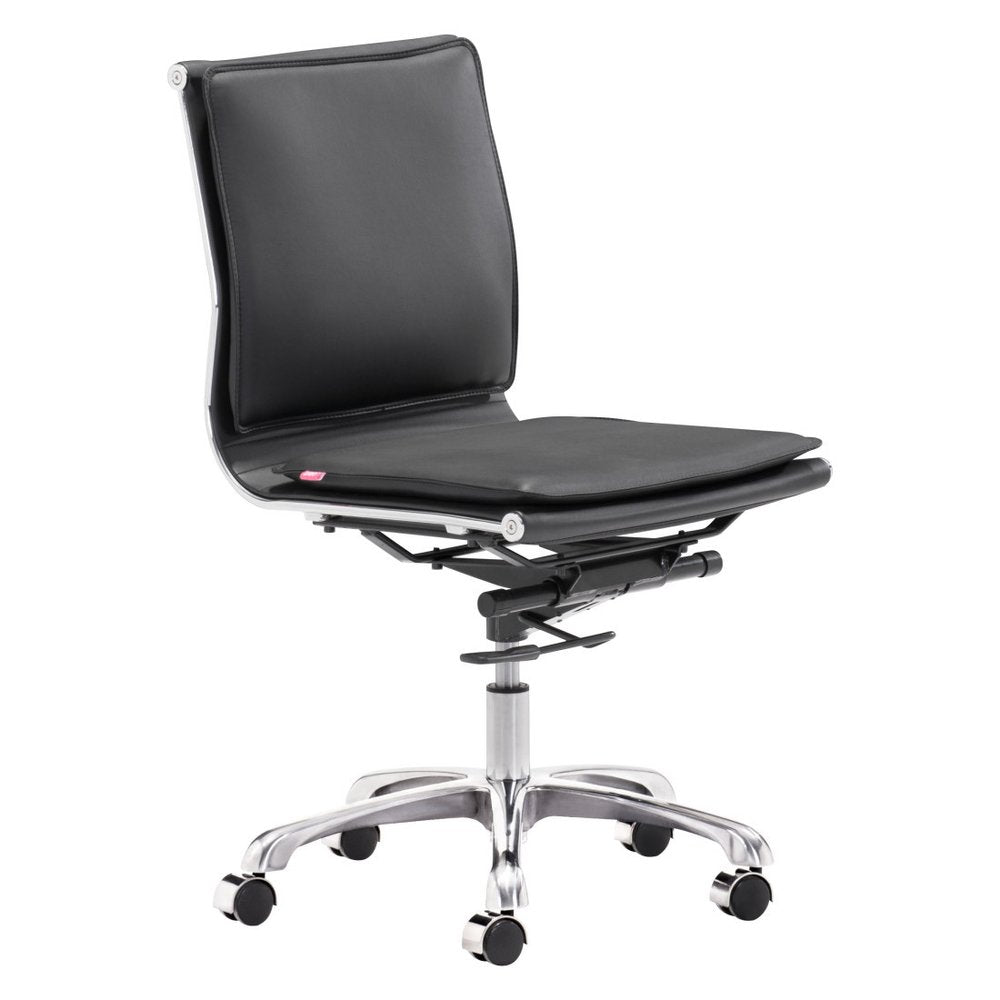 Black and Silver Adjustable Swivel Faux Leather Rolling Executive Office Chair — view 7