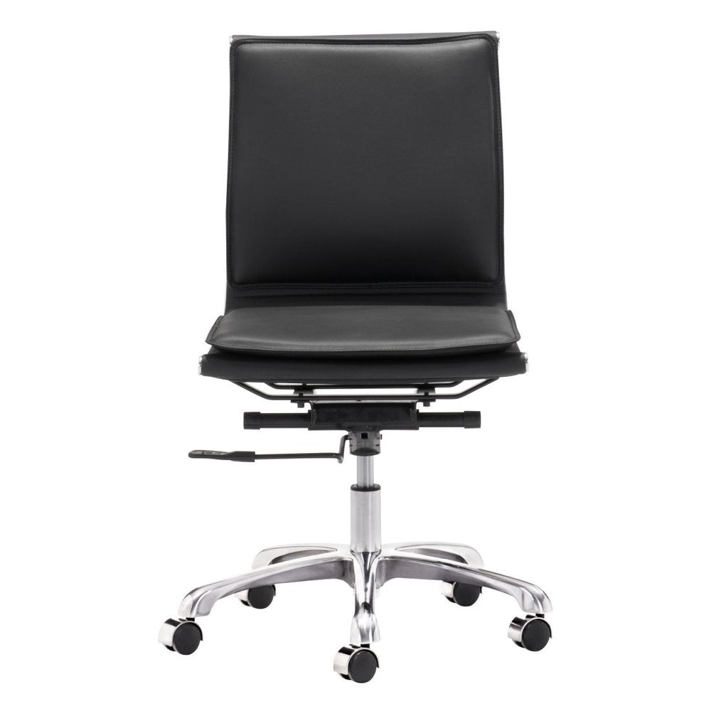 Black and Silver Adjustable Swivel Faux Leather Rolling Executive Office Chair — view 8