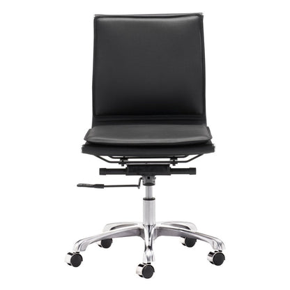 Black and Silver Adjustable Swivel Faux Leather Rolling Executive Office Chair