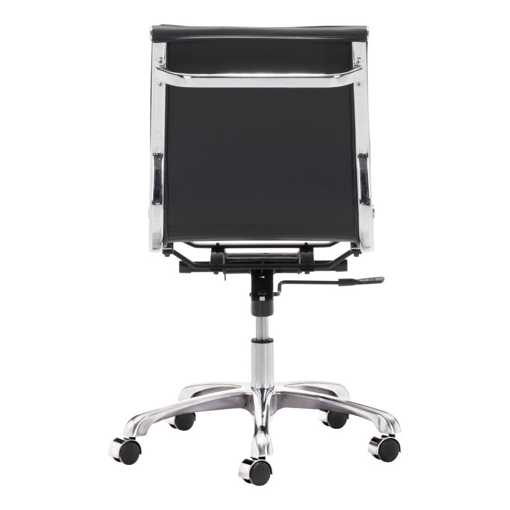 Black and Silver Adjustable Swivel Faux Leather Rolling Executive Office Chair — view 9