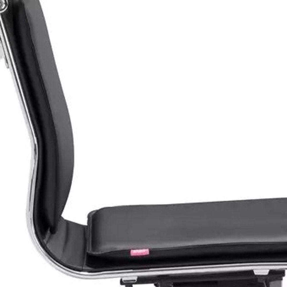 Black and Silver Adjustable Swivel Faux Leather Rolling Executive Office Chair — view 1