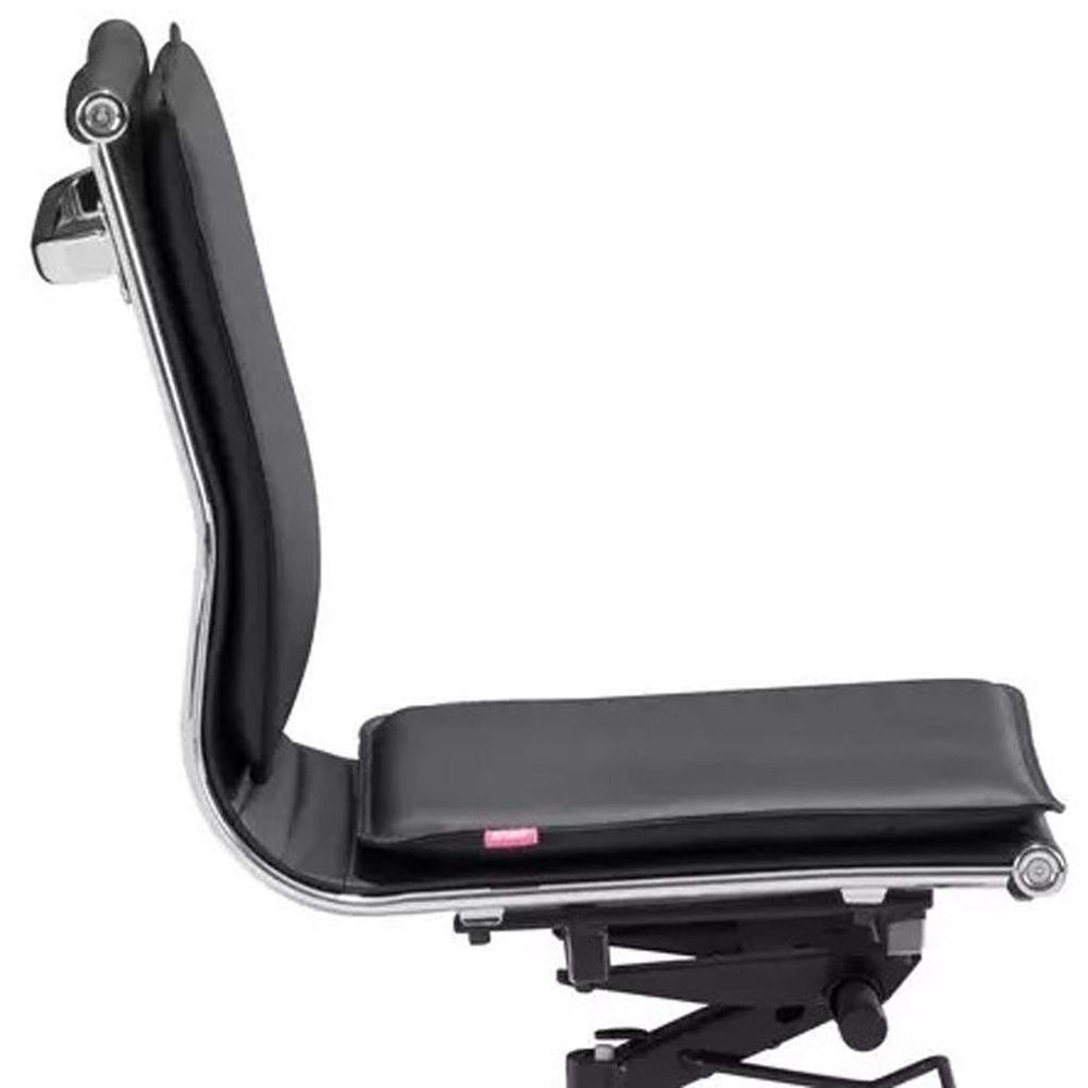 Black and Silver Adjustable Swivel Faux Leather Rolling Executive Office Chair — view 2