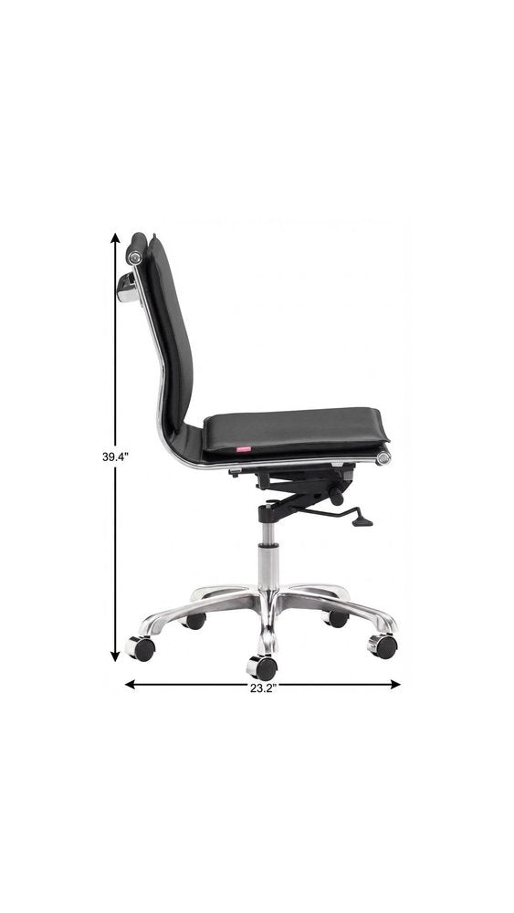 Black and Silver Adjustable Swivel Faux Leather Rolling Executive Office Chair — view 3