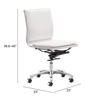 White and Silver Adjustable Swivel Faux Leather Rolling Executive Office Chair HomeRoots