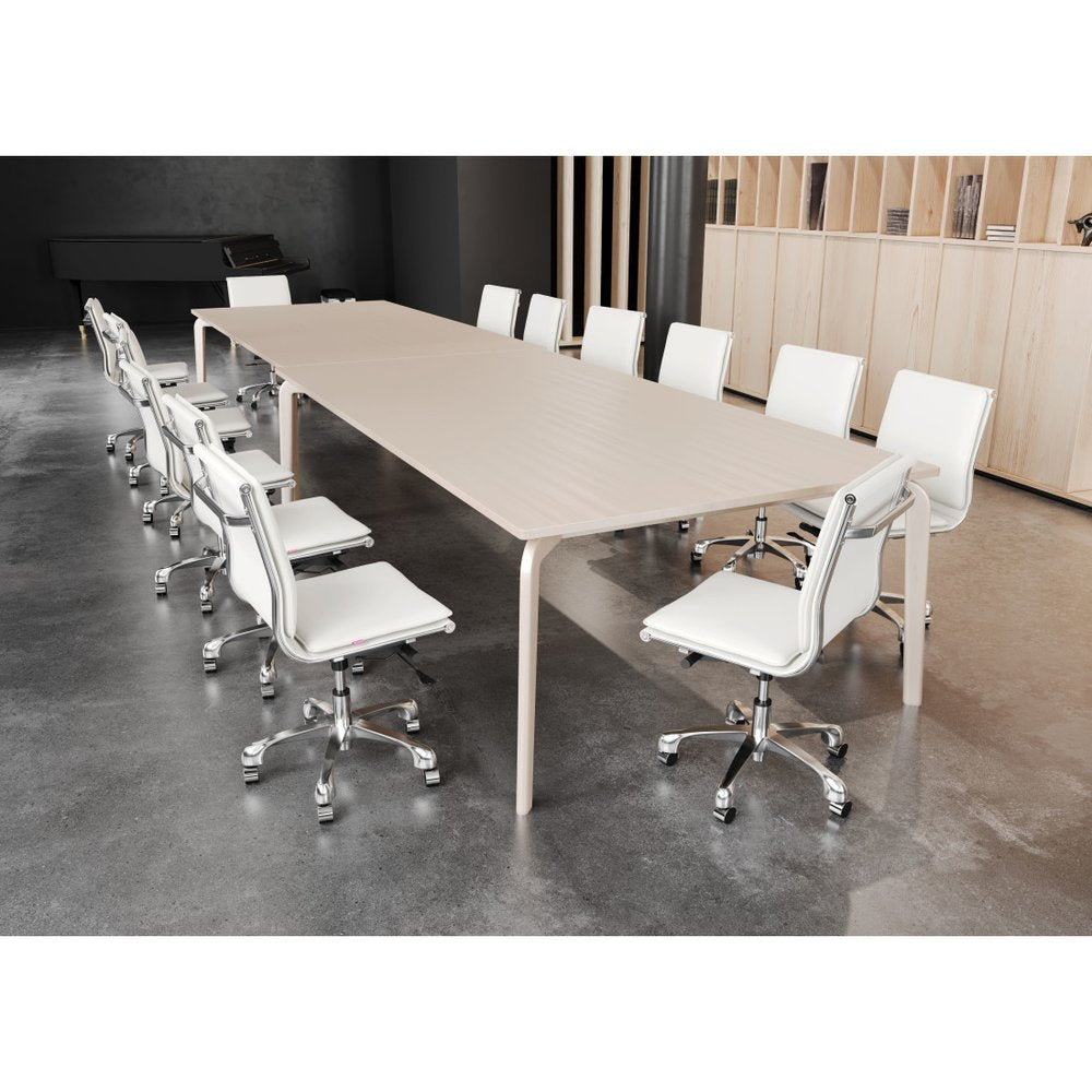White and Silver Adjustable Swivel Faux Leather Rolling Executive Office Chair HomeRoots