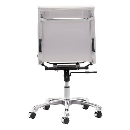 White Faux Leather Seat Swivel Adjustable Executive Chair Metal Back Steel Frame