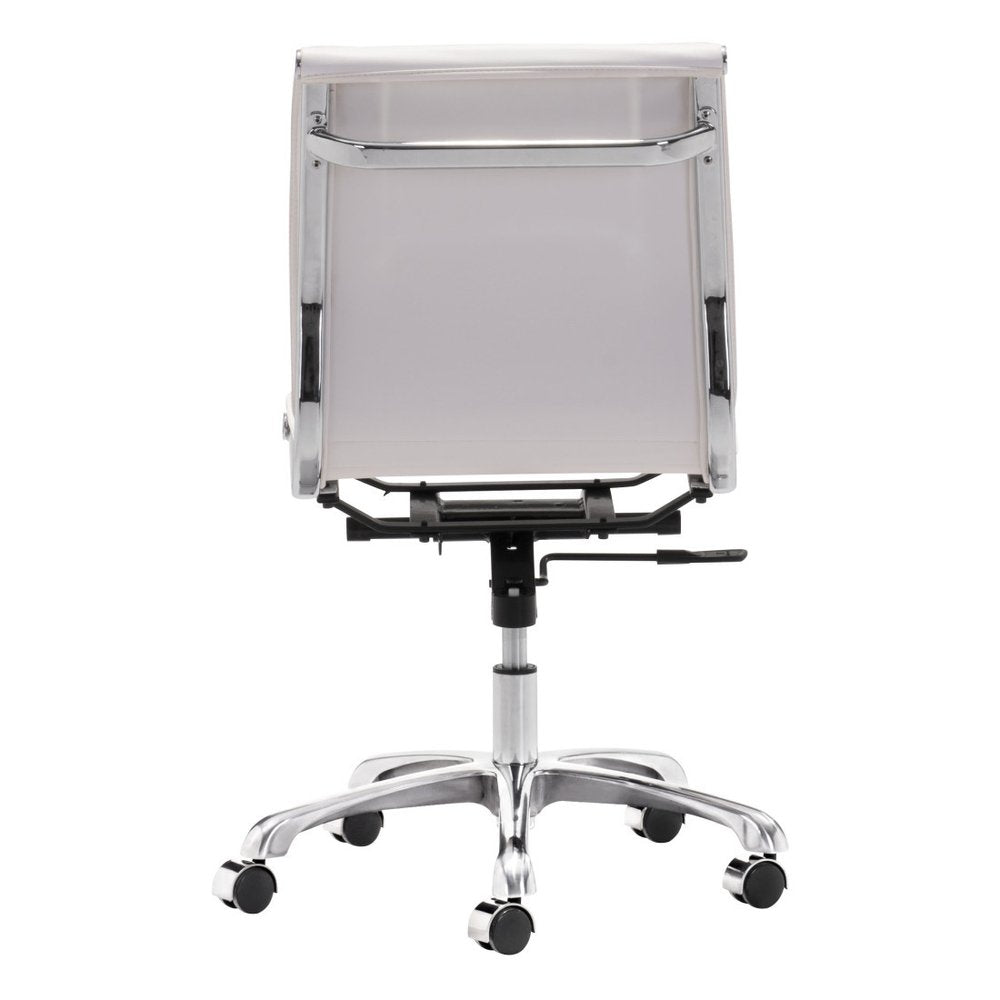 White and Silver Adjustable Swivel Faux Leather Rolling Executive Office Chair HomeRoots