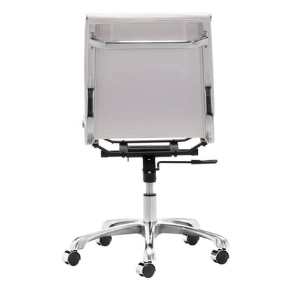 White and Silver Adjustable Swivel Faux Leather Rolling Executive Office Chair HomeRoots