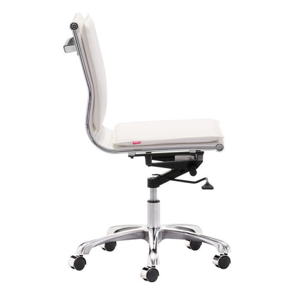 White and Silver Adjustable Swivel Faux Leather Rolling Executive Office Chair HomeRoots