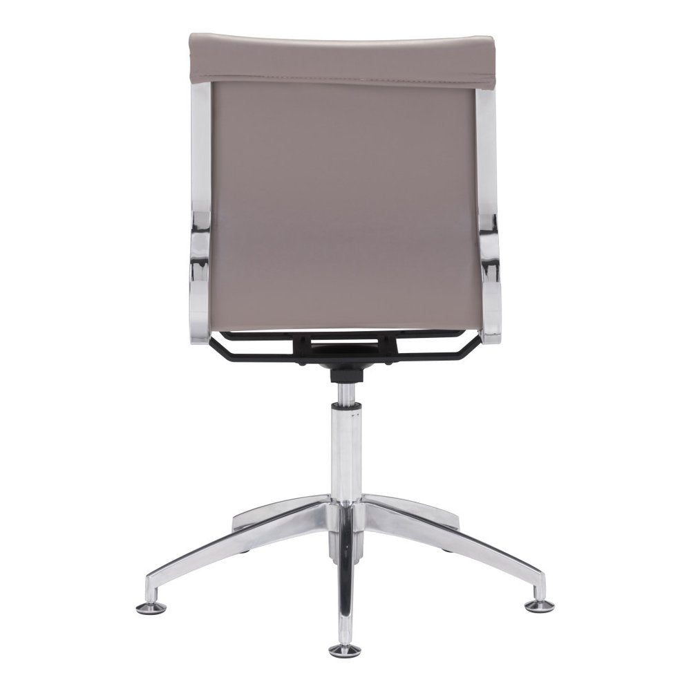 Taupe and Silver Swivel Faux Leather Conference Office Chair HomeRoots
