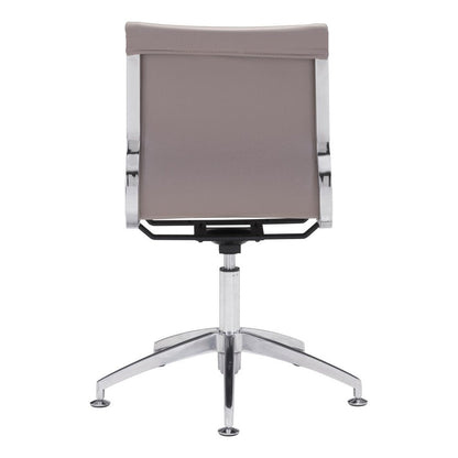 Taupe and Silver Swivel Faux Leather Conference Office Chair HomeRoots