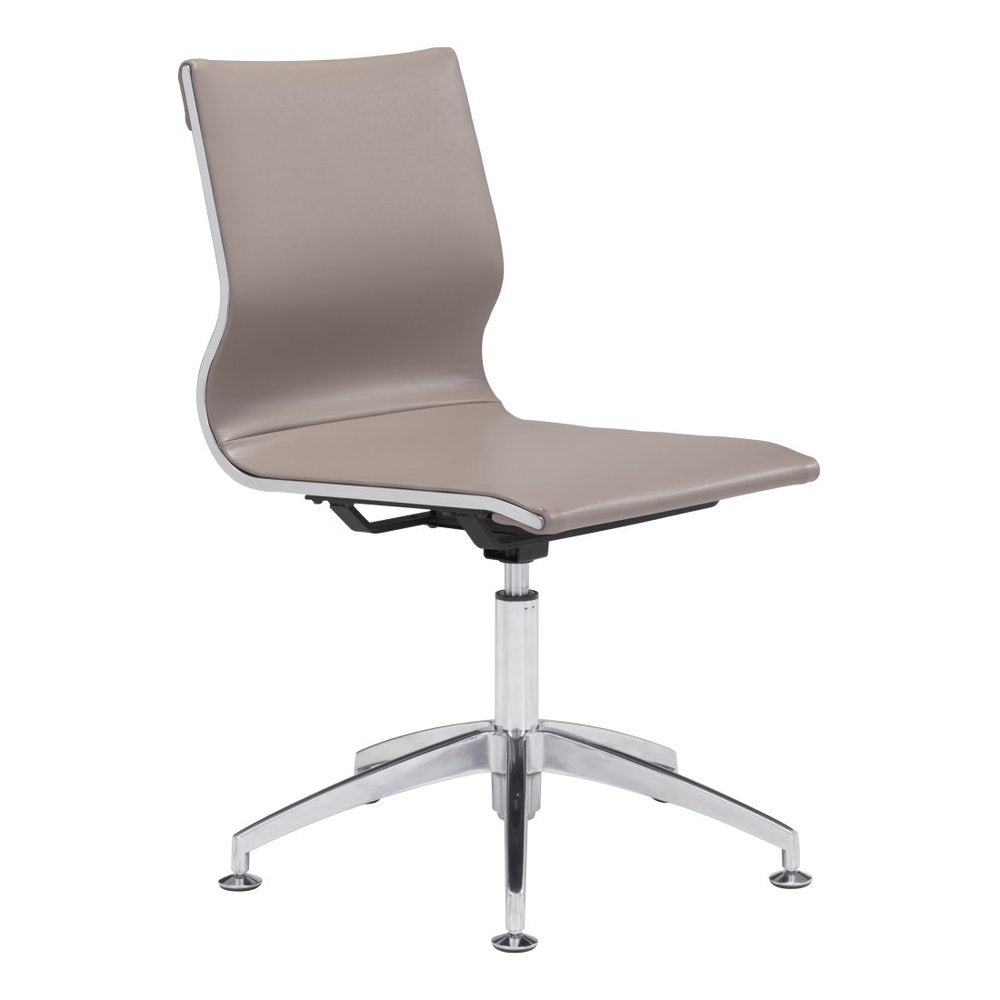 Taupe and Silver Swivel Faux Leather Conference Office Chair HomeRoots