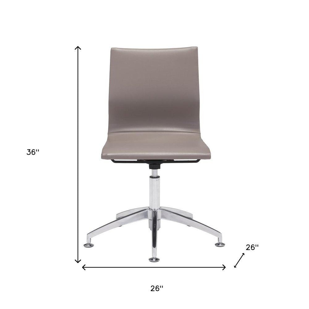 Taupe and Silver Swivel Faux Leather Conference Office Chair HomeRoots