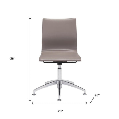 Taupe and Silver Swivel Faux Leather Conference Office Chair HomeRoots