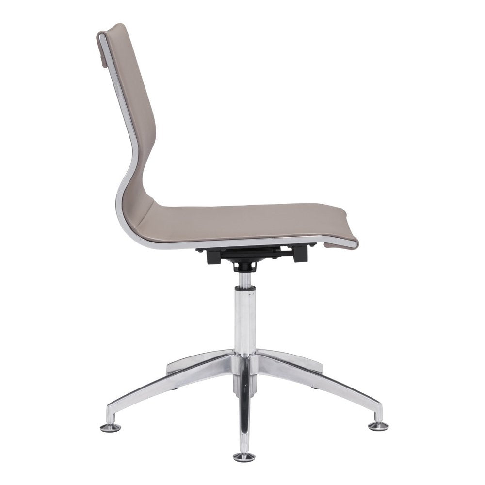 Taupe and Silver Swivel Faux Leather Conference Office Chair HomeRoots