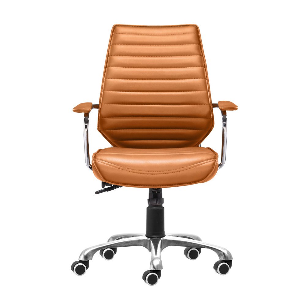 Orange and Silver Adjustable Swivel Faux Leather Rolling Executive Office Chair — view 3