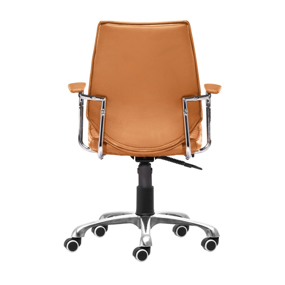 Orange and Silver Adjustable Swivel Faux Leather Rolling Executive Office Chair — view 4