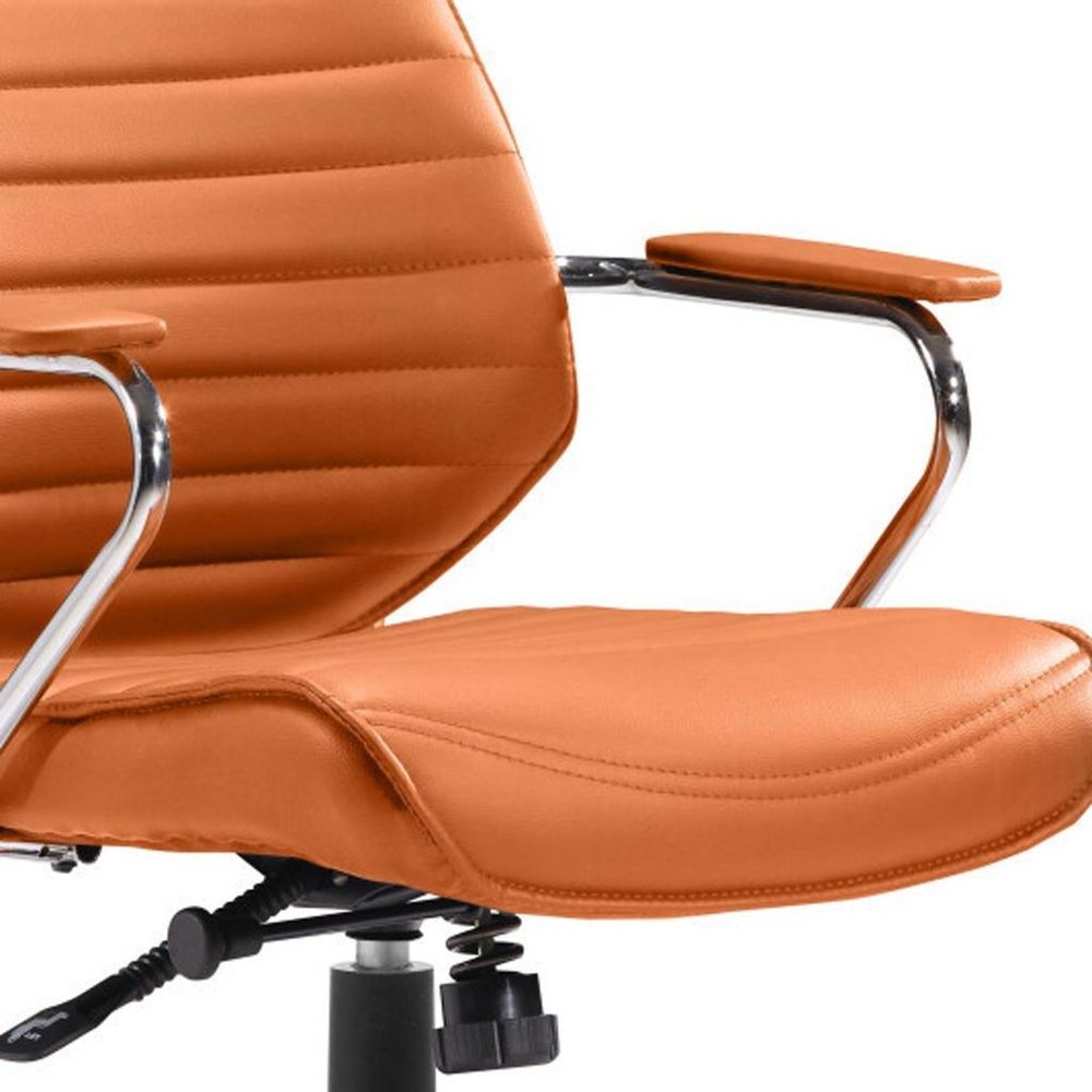 Orange and Silver Adjustable Swivel Faux Leather Rolling Executive Office Chair — view 5
