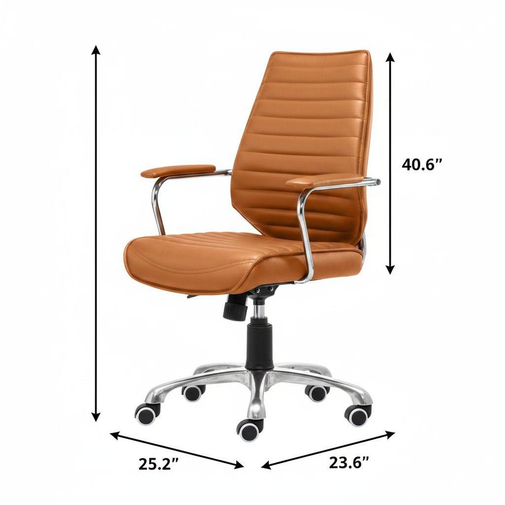 Orange and Silver Adjustable Swivel Faux Leather Rolling Executive Office Chair — view 7