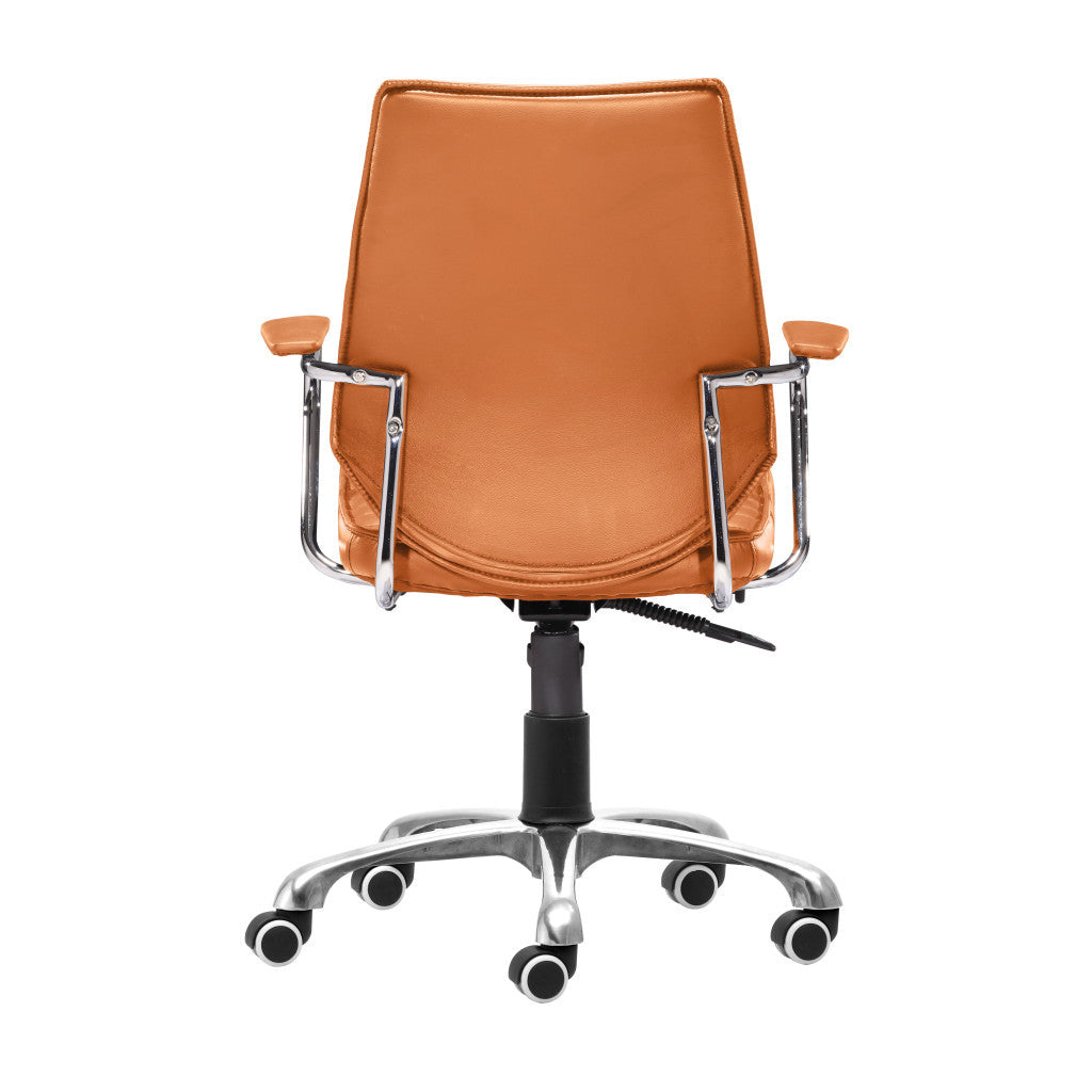 Orange and Silver Adjustable Swivel Metal Rolling Executive Office Chair