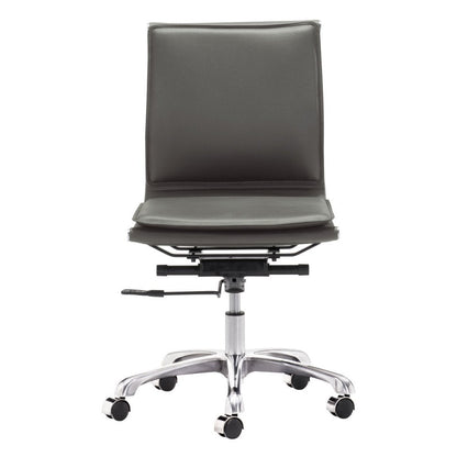 Gray and Silver Adjustable Swivel Faux Leather Rolling Executive Office Chair HomeRoots