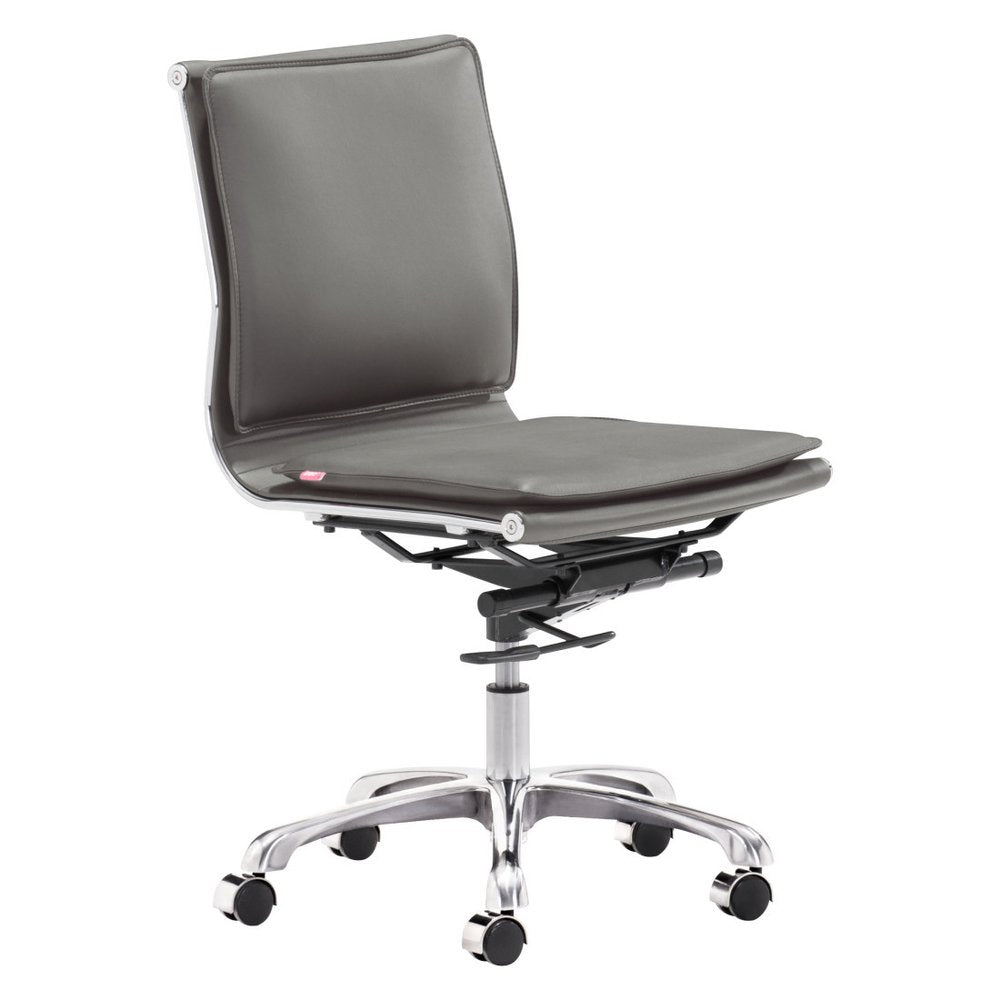 Gray and Silver Adjustable Swivel Faux Leather Rolling Executive Office Chair HomeRoots