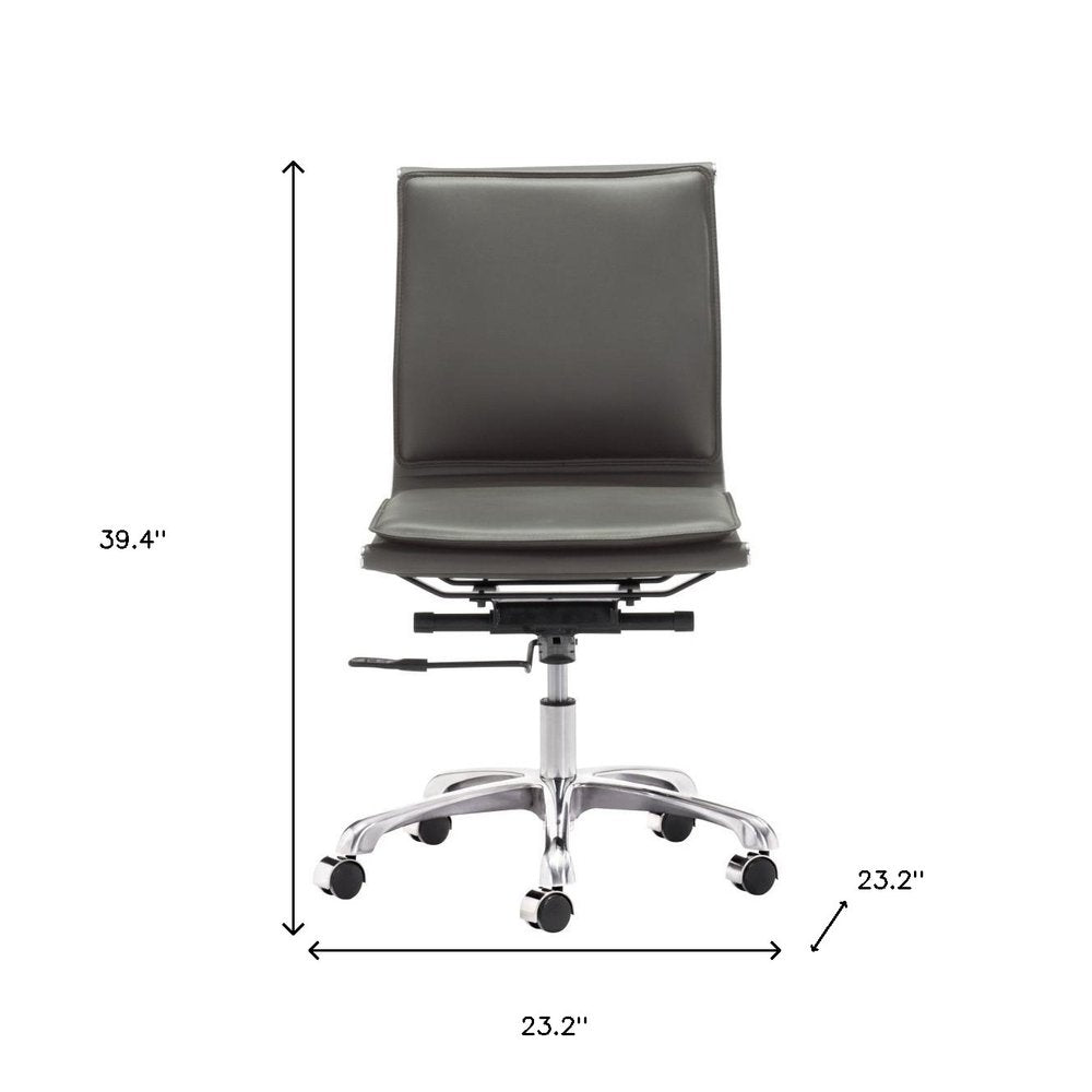 Gray and Silver Adjustable Swivel Faux Leather Rolling Executive Office Chair HomeRoots