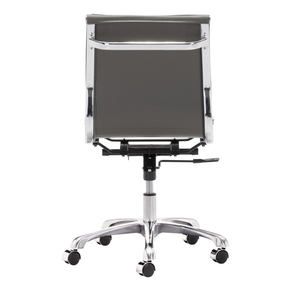 Gray and Silver Adjustable Swivel Faux Leather Rolling Executive Office Chair HomeRoots