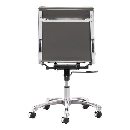 Gray and Silver Adjustable Swivel Faux Leather Rolling Executive Office Chair HomeRoots