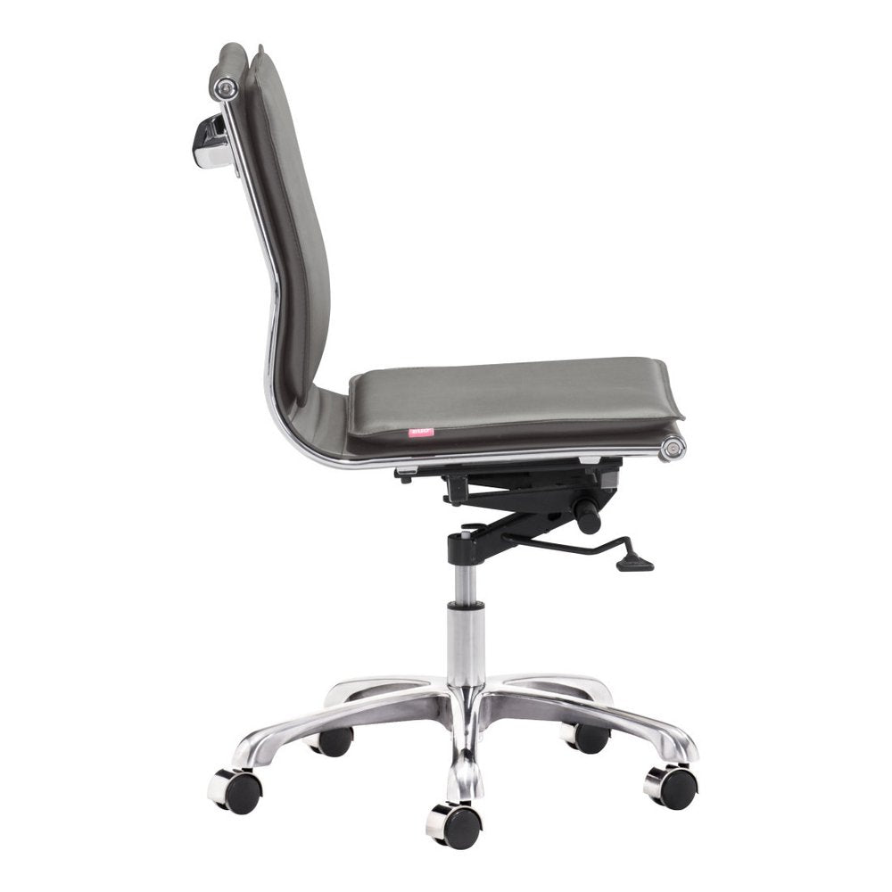 Gray and Silver Adjustable Swivel Faux Leather Rolling Executive Office Chair HomeRoots