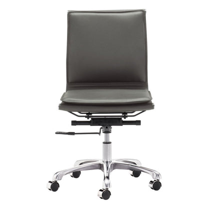 Gray and Silver Adjustable Swivel Faux Leather Rolling Executive Office Chair HomeRoots