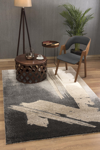 5' X 7' Gray Abstract Power Loom Area Rug