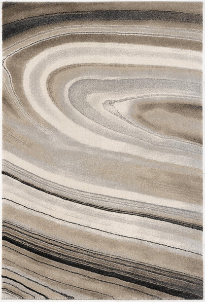 4’ x 6’ Cream and Tan Abstract Marble Area Rug