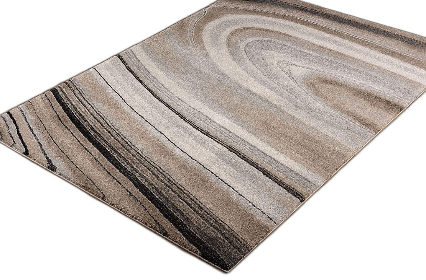 4’ x 6’ Cream and Tan Abstract Marble Area Rug