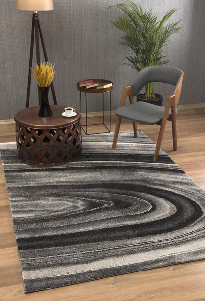 4’ x 6’ Dark Gray Abstract Illusional Area Rug