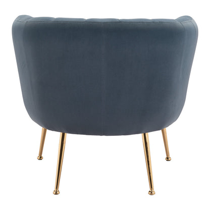 30" Gray And Gold Velvet Tufted Club Chair