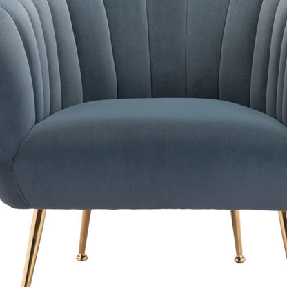 30" Gray And Gold Velvet Tufted Club Chair