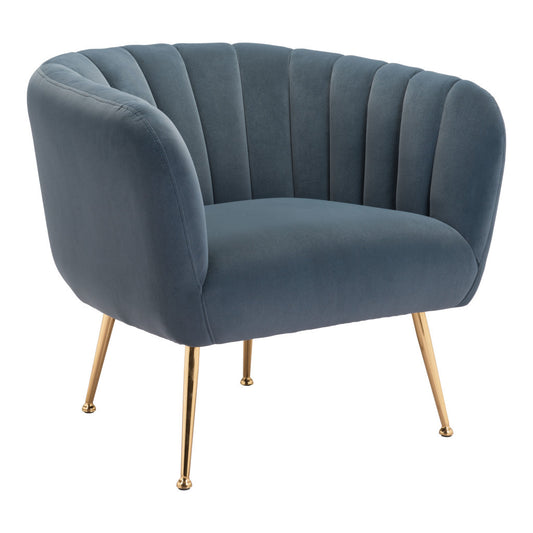 30" Gray And Gold Velvet Tufted Club Chair