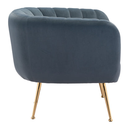 30" Gray And Gold Velvet Tufted Club Chair