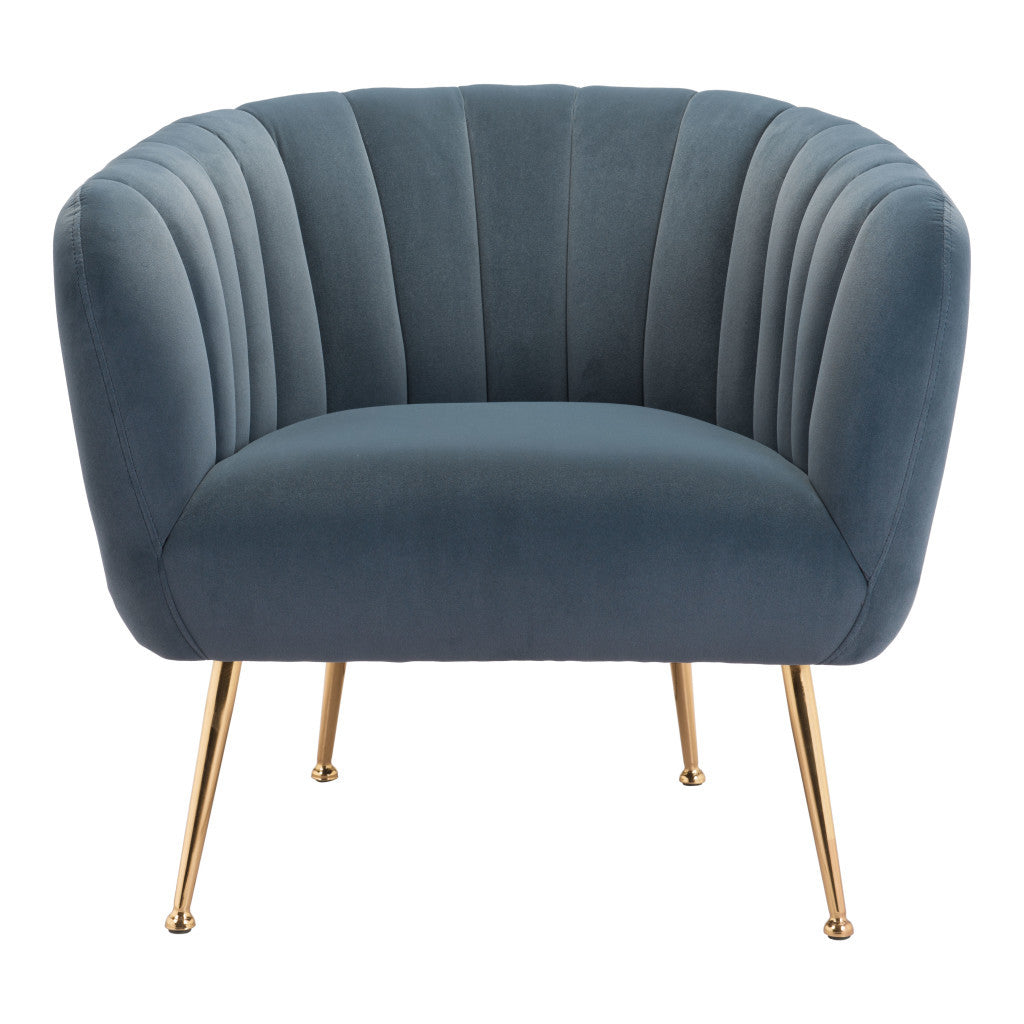 30" Gray And Gold Velvet Tufted Club Chair