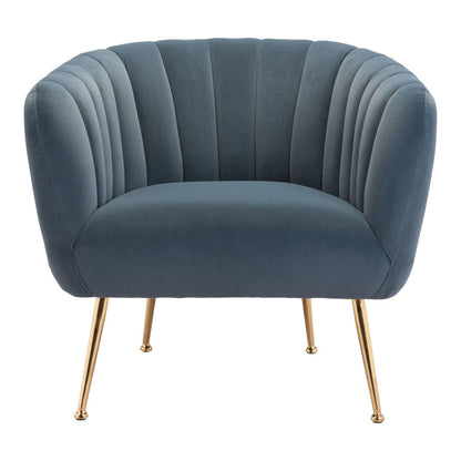 30" Gray And Gold Velvet Tufted Club Chair